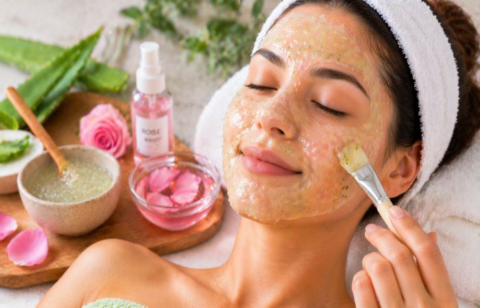 aloe vera gel applied on face for lightweight hydration