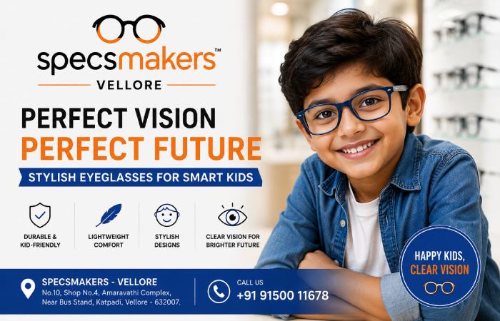 Children's eyeglasses selection at Specsmakers Katpadi Vellore