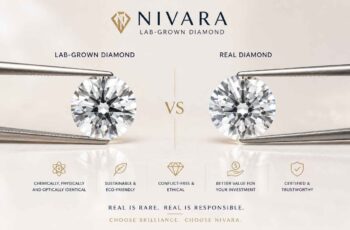 Brilliant round-cut lab grown diamond on a white surface showing maximum sparkle and facet clarity